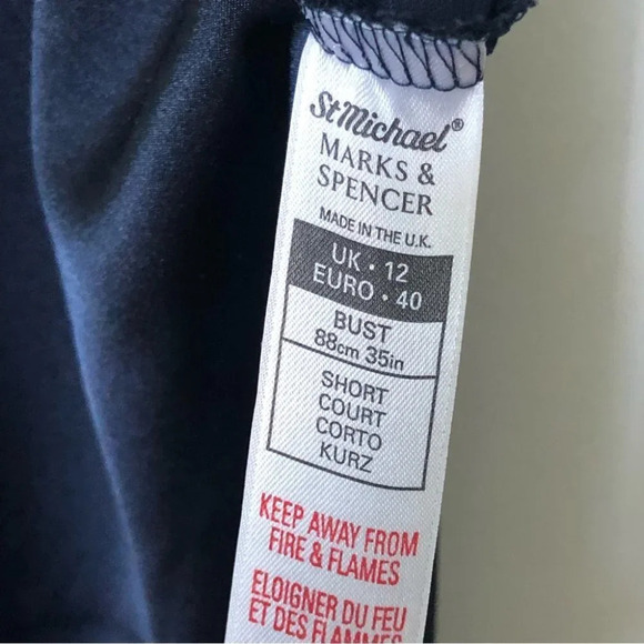 Vintage M&S St. Michael Blue Satin Floral Embroidered Slip Dress Nightie - Picture 2 of 6